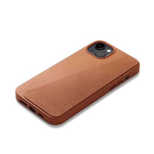 Mujjo Full Leather Wallet Case for iPhone 14 Plus - Tan