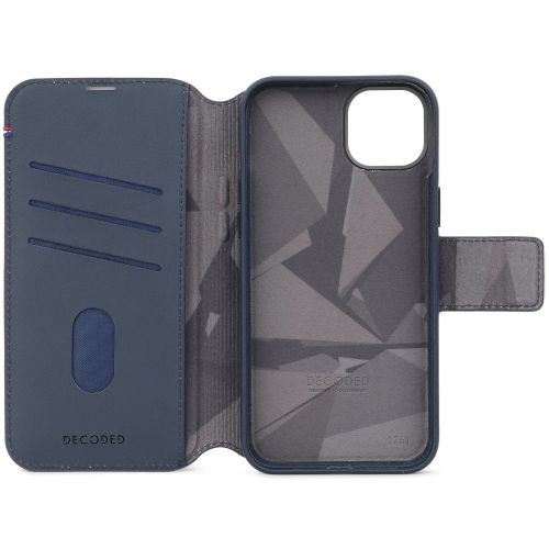 DECODED Leather Detachable Wallet Case w/MagSafe for iPhone 15 Plus - True Navy